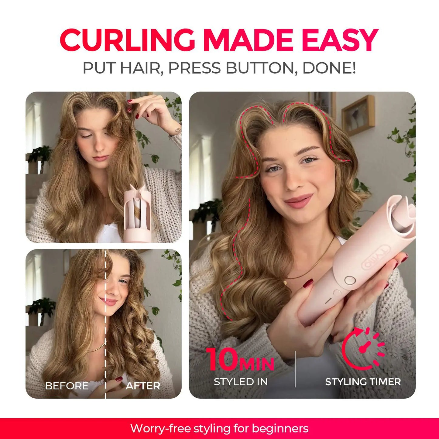 Transform Your Hair with the TYMO CURLPRO - The Ultimate Automatic Curling Iron for Effortless Curls and Waves