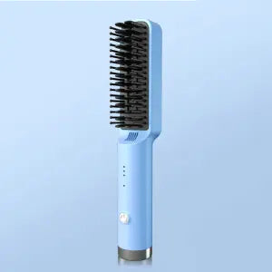 Revolutionary 2-in-1 Straightening Hair Comb - Portable, Wireless, and USB Rechargeable for Effortless Styling Anywhere!