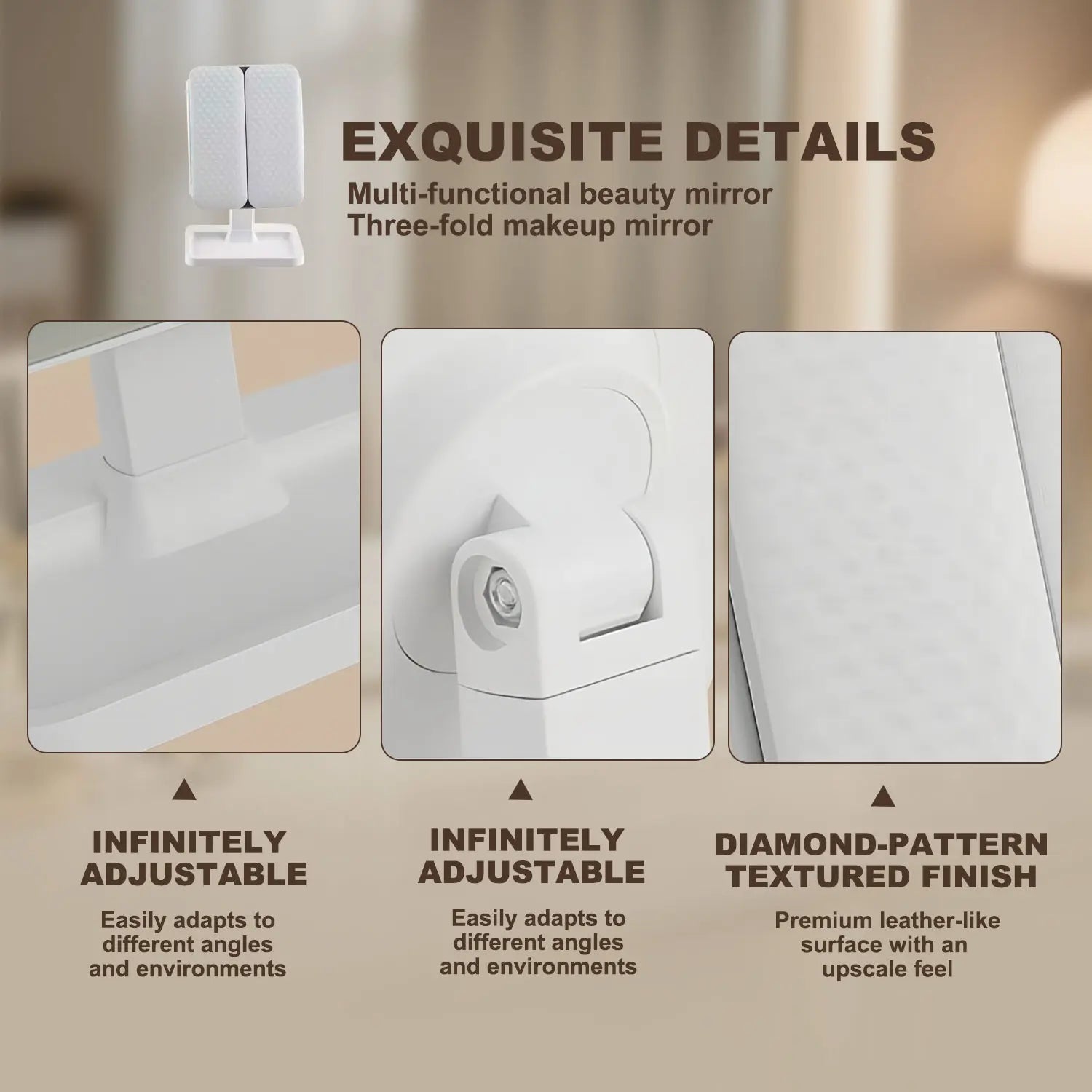 Elevate Your Beauty Routine with the Summervibes Foldable LED Makeup Mirror – 3 Light Modes, 2X/3X Magnification, Touch Dimmable, and 360° Rotation – Perfect Travel Companion and Exquisite Gift for Moms and Girlfriends