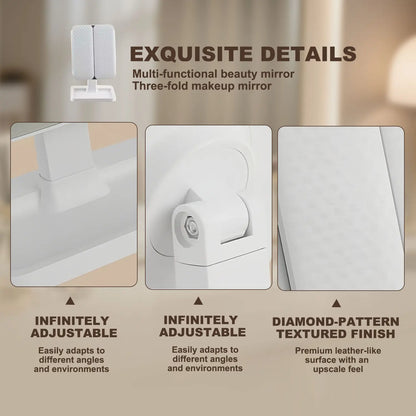 Elevate Your Beauty Routine with the Summervibes Foldable LED Makeup Mirror – 3 Light Modes, 2X/3X Magnification, Touch Dimmable, and 360° Rotation – Perfect Travel Companion and Exquisite Gift for Moms and Girlfriends