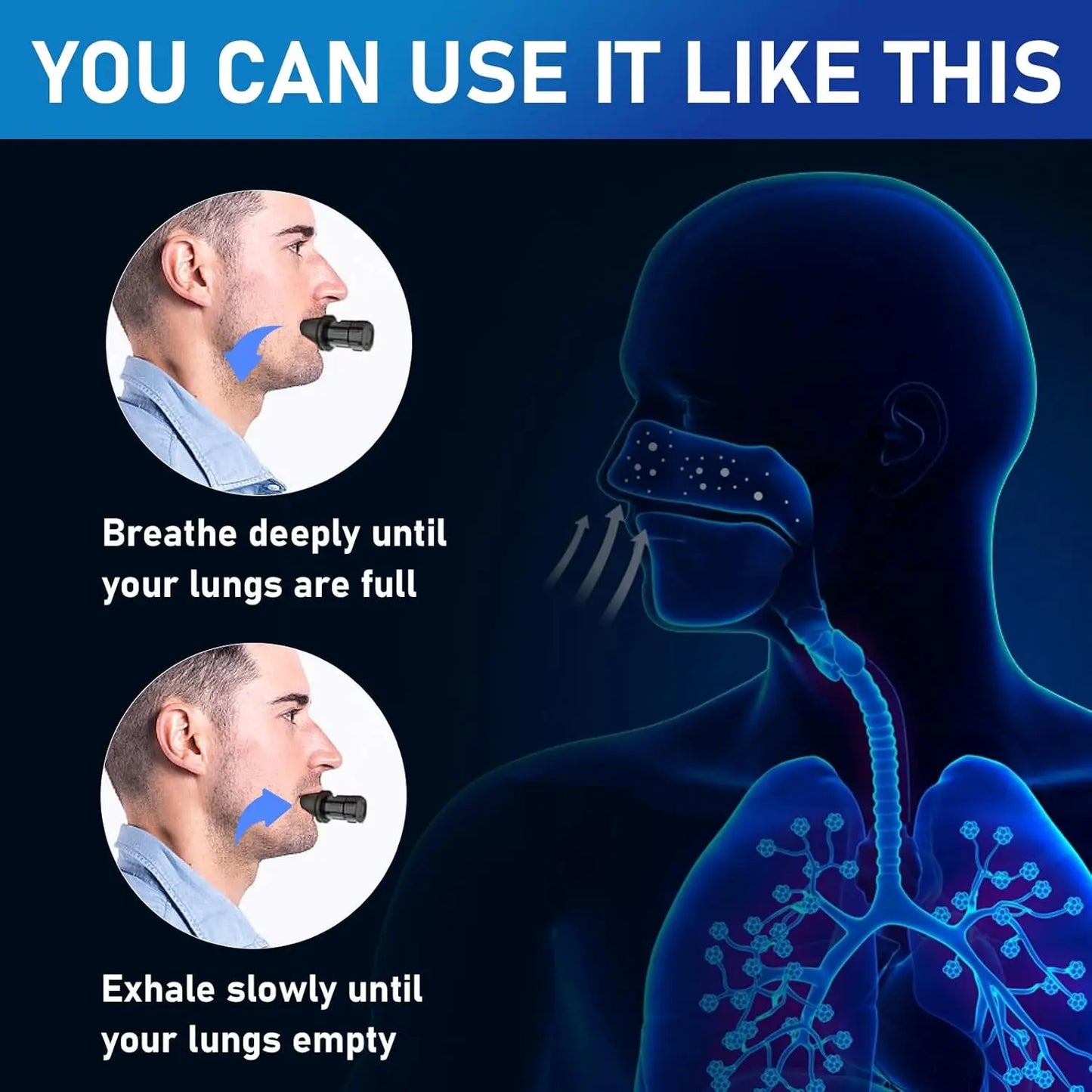 Breathing Exercise Tool for Lungs, Portable Adjustable Resistance Lung Exerciser, Lung Capacity Abdominal Breathing Trainer, Fitness Trainer Accessories for Gym Workout Use