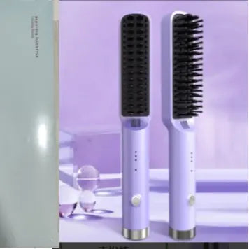 Revolutionary 2-in-1 Straightening Hair Comb - Portable, Wireless, and USB Rechargeable for Effortless Styling Anywhere!