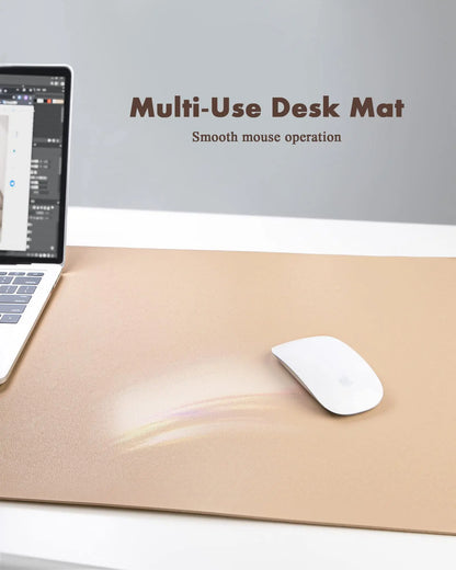 Elevate Your Workspace with Our Eco-Friendly Double-Sided Leather Desk Pad - Stylish Apricot Design (23.6"X13.7"), Waterproof & Versatile for Home or Office