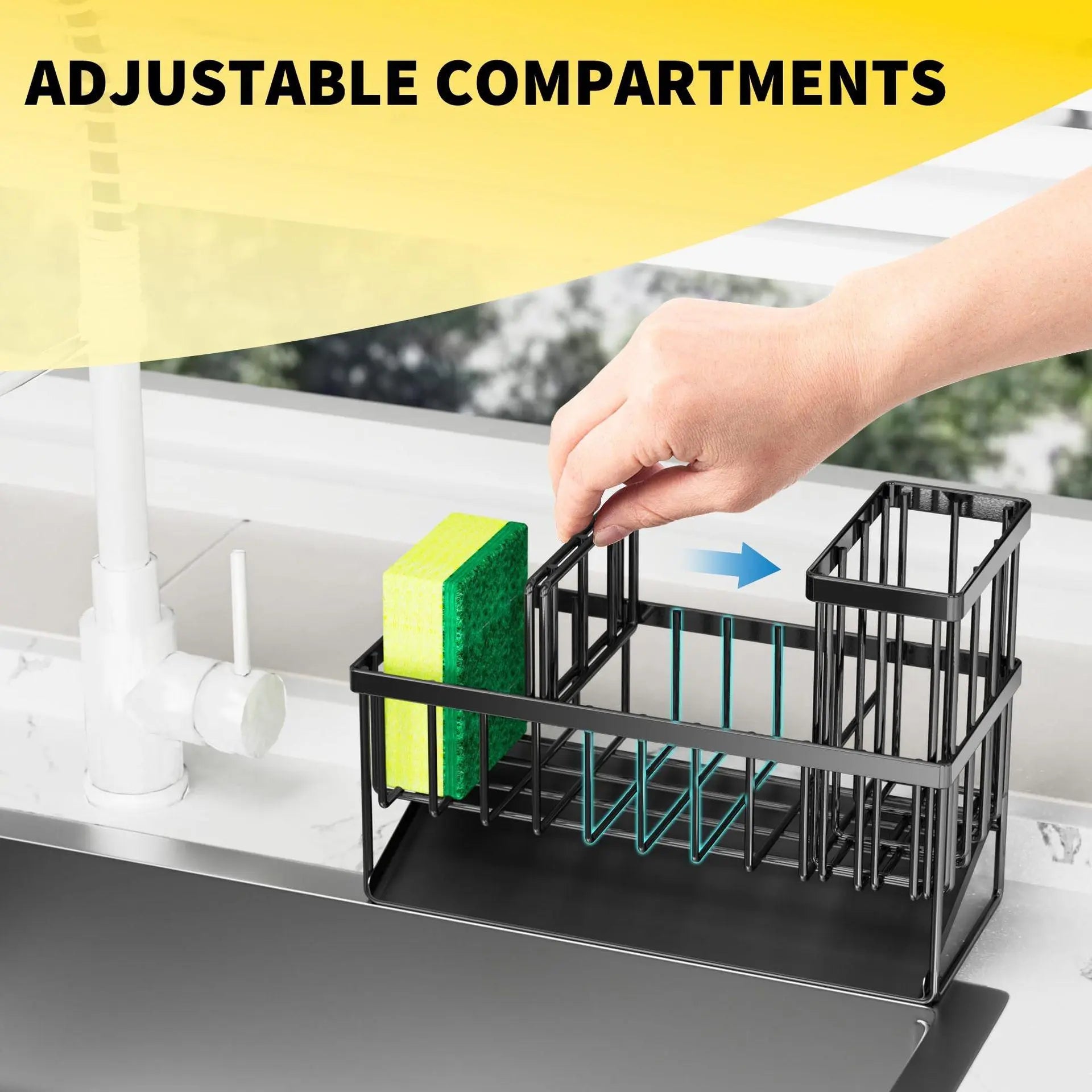 Elevate Your Kitchen Organization with Our Durable Kitchen Sink Rack - Complete Set with Sponge Holder and Brush!