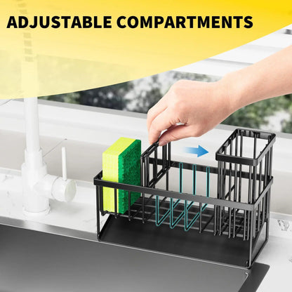 Elevate Your Kitchen Organization with Our Durable Kitchen Sink Rack - Complete Set with Sponge Holder and Brush!