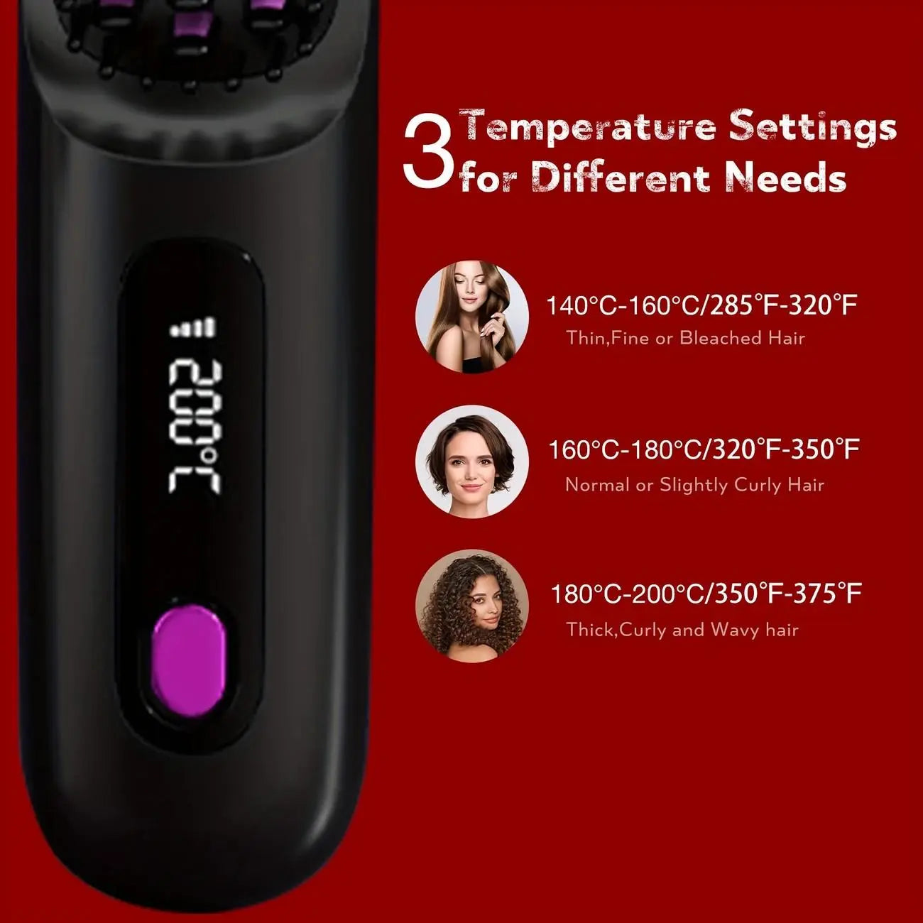 Revolutionary 2-in-1 Straightening Hair Comb - Portable, Wireless, and USB Rechargeable for Effortless Styling Anywhere!