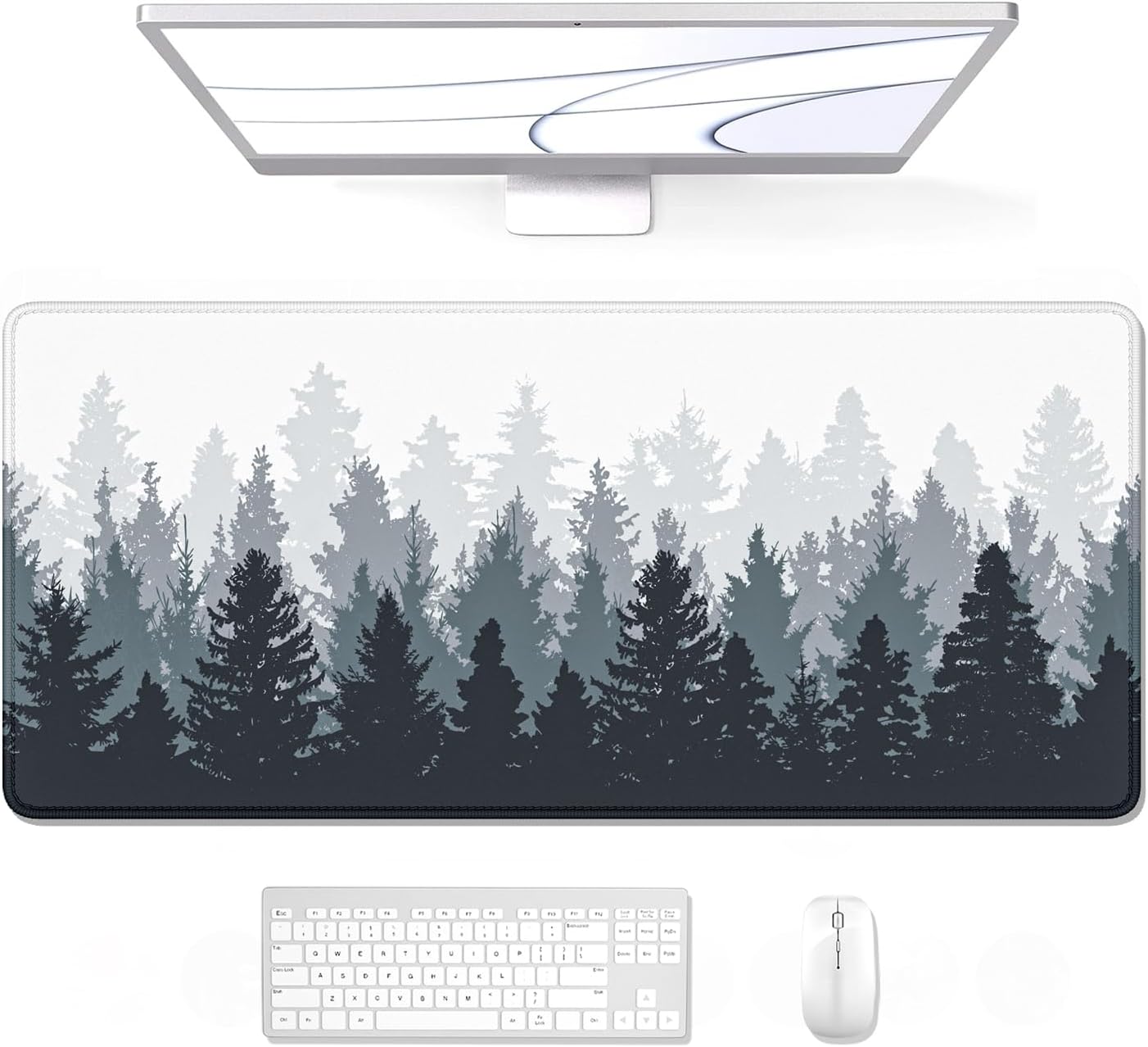 Experience Ultimate Comfort with Our Oversized Misty Forest Desk Mouse Pad - 35.4 x 15.7 Inch Non-Slip Gaming Mat for Enhanced Performance