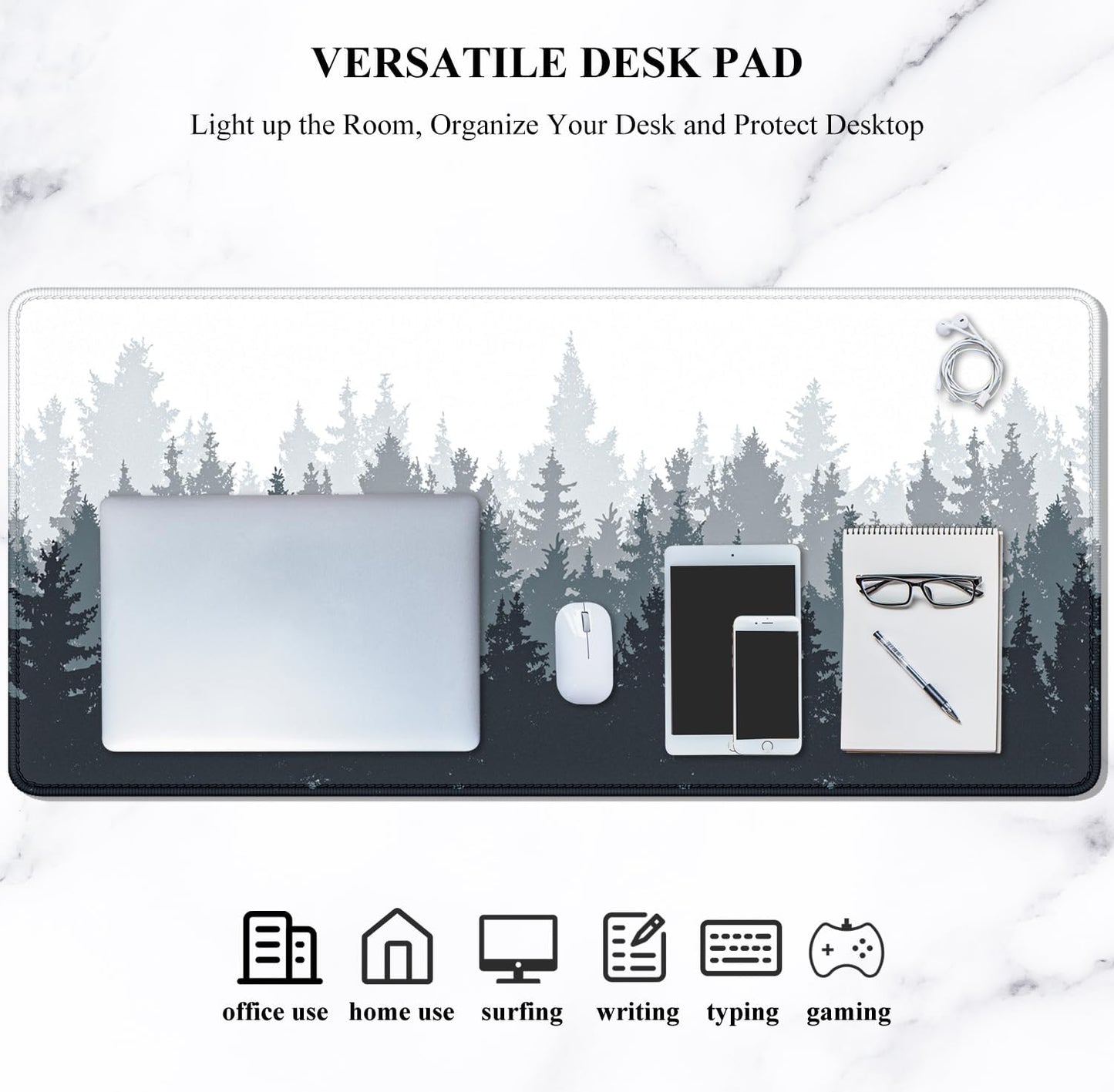 Experience Ultimate Comfort with Our Oversized Misty Forest Desk Mouse Pad - 35.4 x 15.7 Inch Non-Slip Gaming Mat for Enhanced Performance