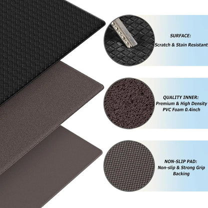 Kitchen Rugs Set of 2, Non-Slip Kitchen Mats for Floor, Cushioned anti Mat, Standing Mat for Home, Office, Sink, Laundry, 17.3"X30"+17.3"X47", Black