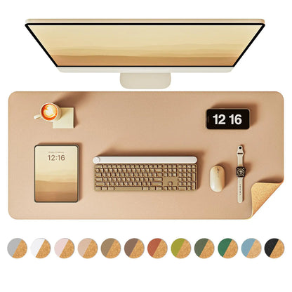 Elevate Your Workspace with Our Eco-Friendly Double-Sided Leather Desk Pad - Stylish Apricot Design (23.6"X13.7"), Waterproof & Versatile for Home or Office