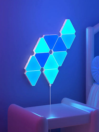 LED Triangular Quantum Lamp RGB Wall Lamp Smart Pickup Rhythm Background Light for Bedroom Bedside Night Light Office Decoration