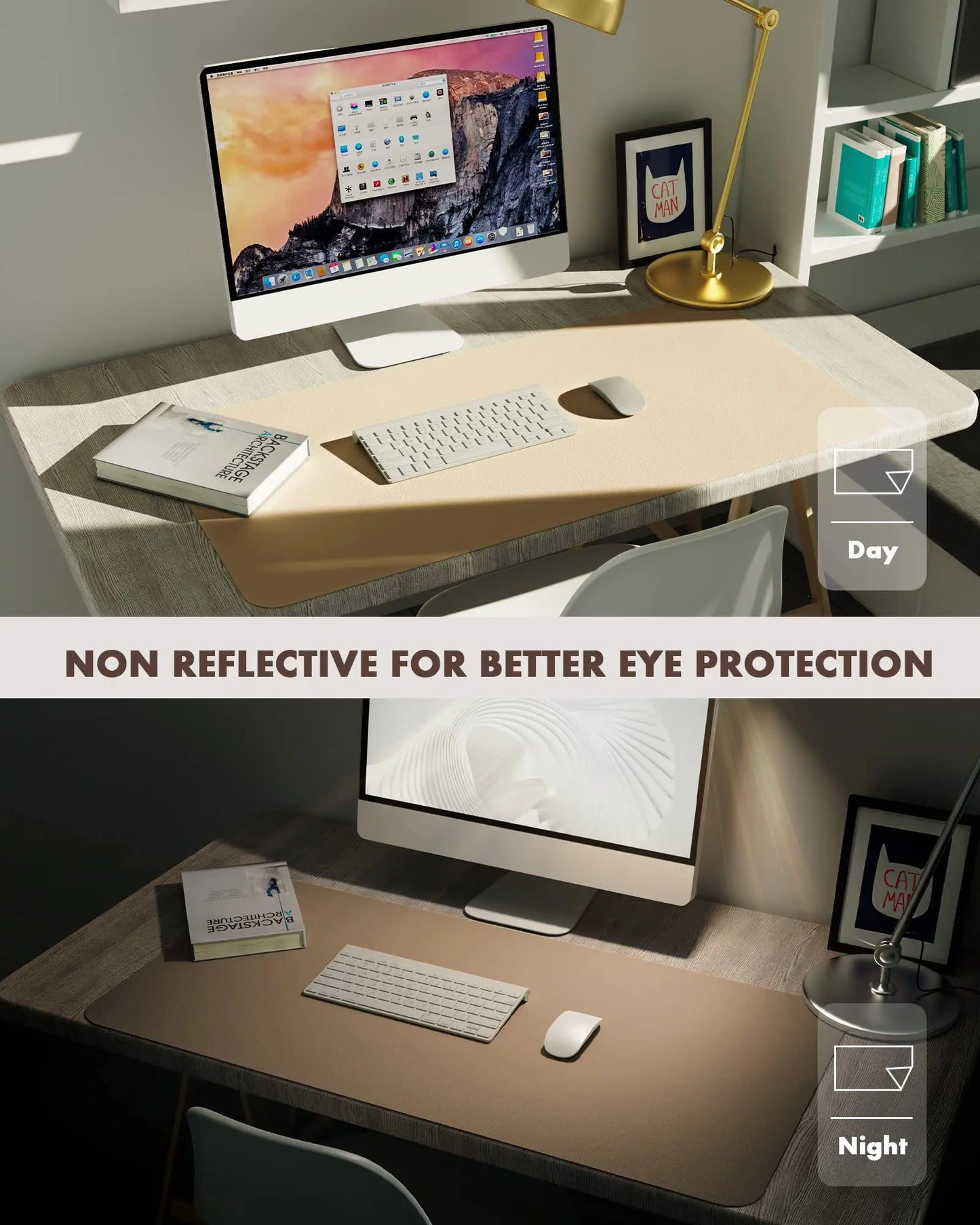 Elevate Your Workspace with Our Eco-Friendly Double-Sided Leather Desk Pad - Stylish Apricot Design (23.6"X13.7"), Waterproof & Versatile for Home or Office