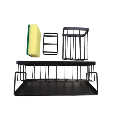 Elevate Your Kitchen Organization with Our Durable Kitchen Sink Rack - Complete Set with Sponge Holder and Brush!