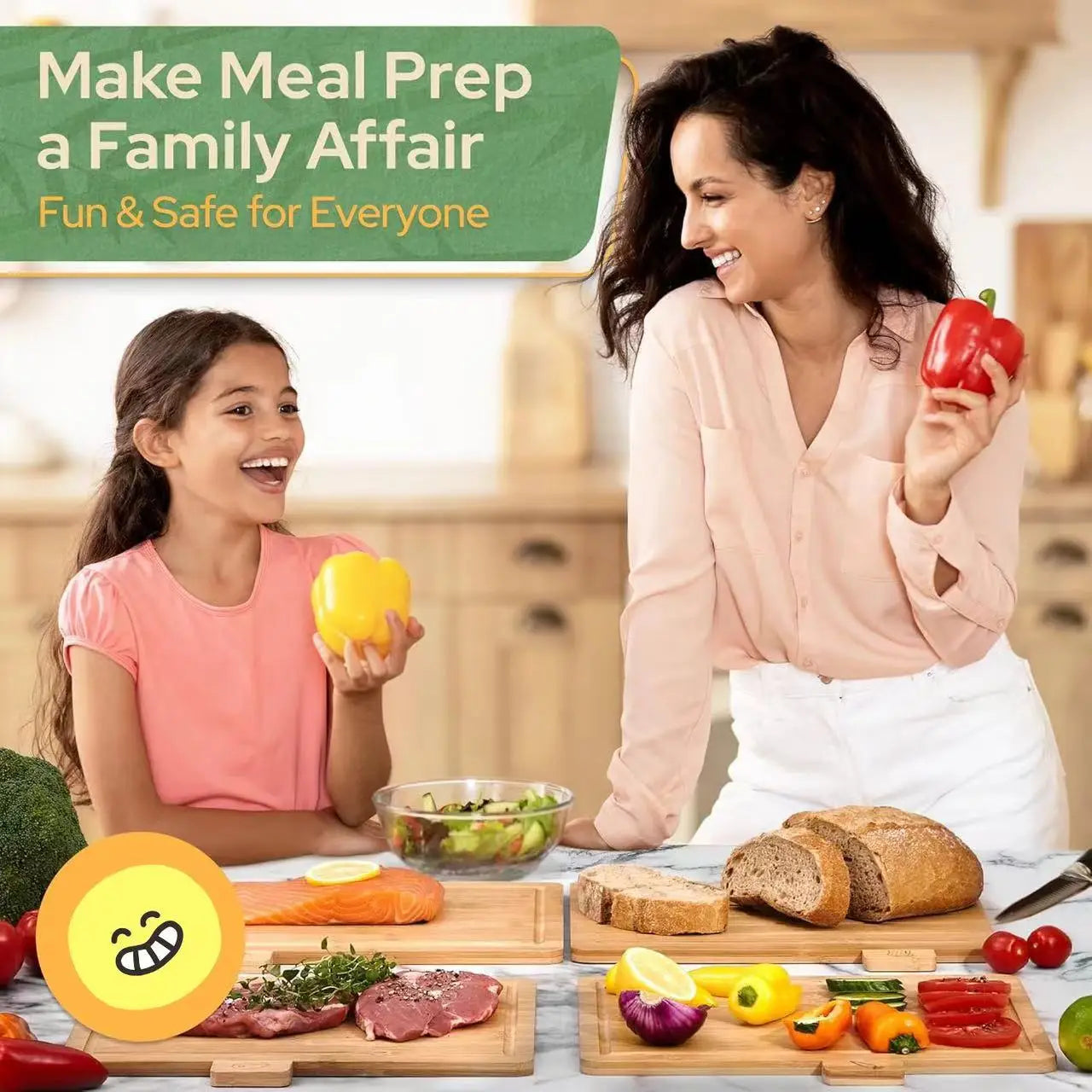 Elevate Your Culinary Experience with Our 4-Piece Bamboo Cutting Board Set – Perfect for Meat, Fruits, Vegetables & Cheese!