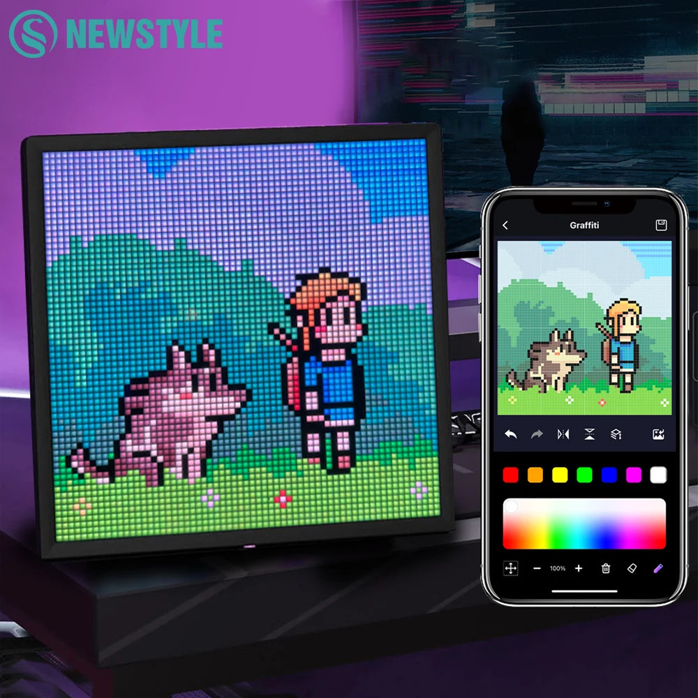 Transform Your Space with the LED Pixel Display: A 64x64 RGB Programmable Panel with Bluetooth Control for Creative Art and Fun!