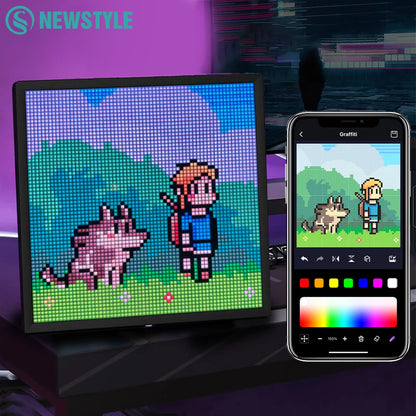 Transform Your Space with the LED Pixel Display: A 64x64 RGB Programmable Panel with Bluetooth Control for Creative Art and Fun!