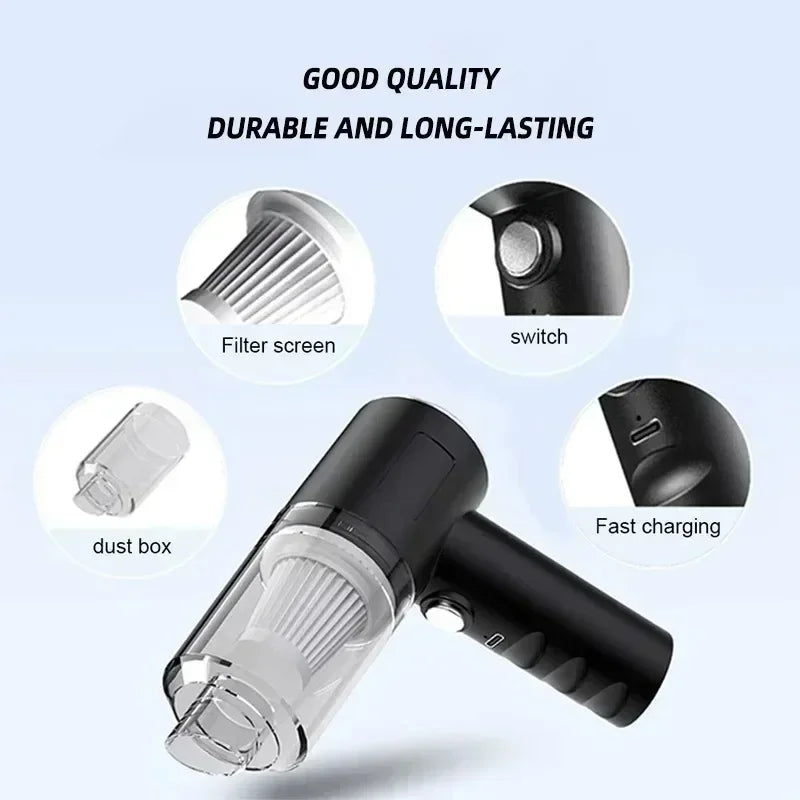 Powerful and Portable 120W Handheld Wireless Car Vacuum Cleaner - Perfect for Home and Auto Cleaning!