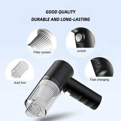 Powerful and Portable 120W Handheld Wireless Car Vacuum Cleaner - Perfect for Home and Auto Cleaning!