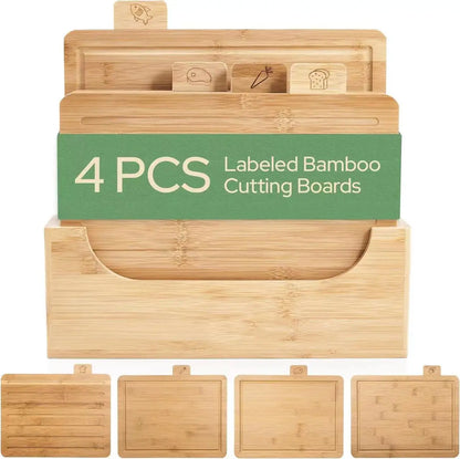 Elevate Your Culinary Experience with Our 4-Piece Bamboo Cutting Board Set – Perfect for Meat, Fruits, Vegetables & Cheese!