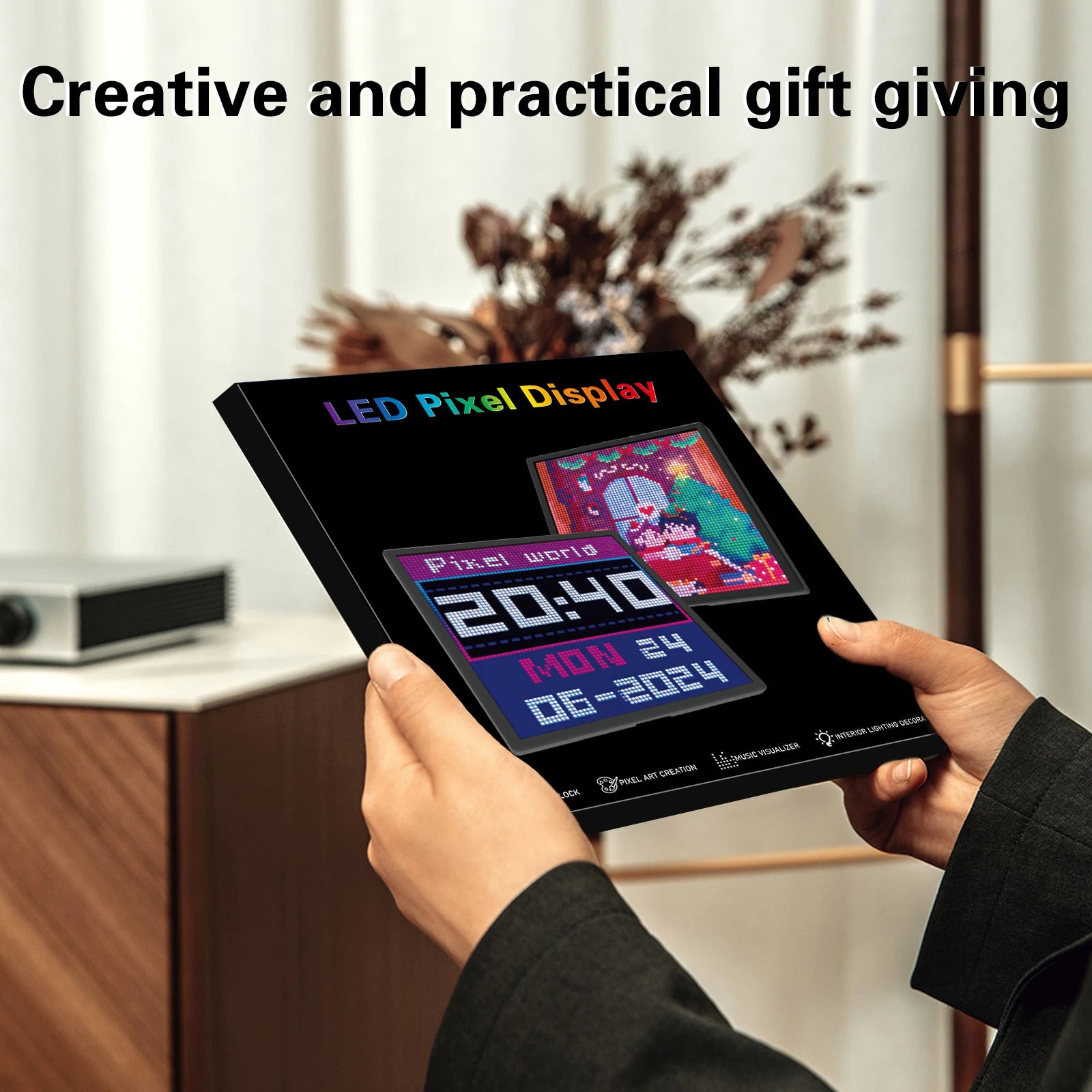 Transform Your Space with the LED Pixel Display: A 64x64 RGB Programmable Panel with Bluetooth Control for Creative Art and Fun!