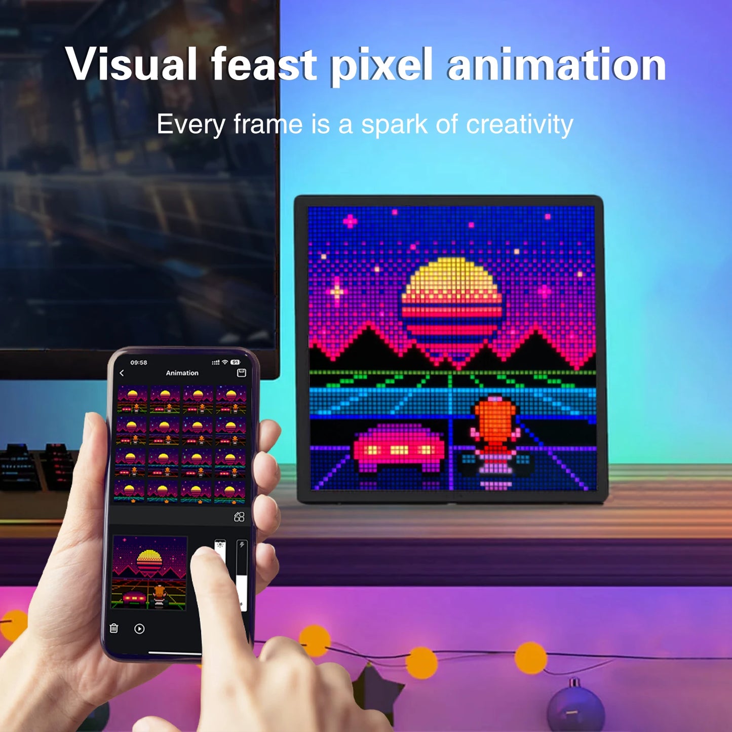 Transform Your Space with the LED Pixel Display: A 64x64 RGB Programmable Panel with Bluetooth Control for Creative Art and Fun!