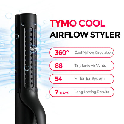 Transform Your Hair with the TYMO AIRFLOW 2-In-1 Hair Straightener & Curler - The Ultimate Heat-Free Styling Tool with 360° Cooling Air Technology!