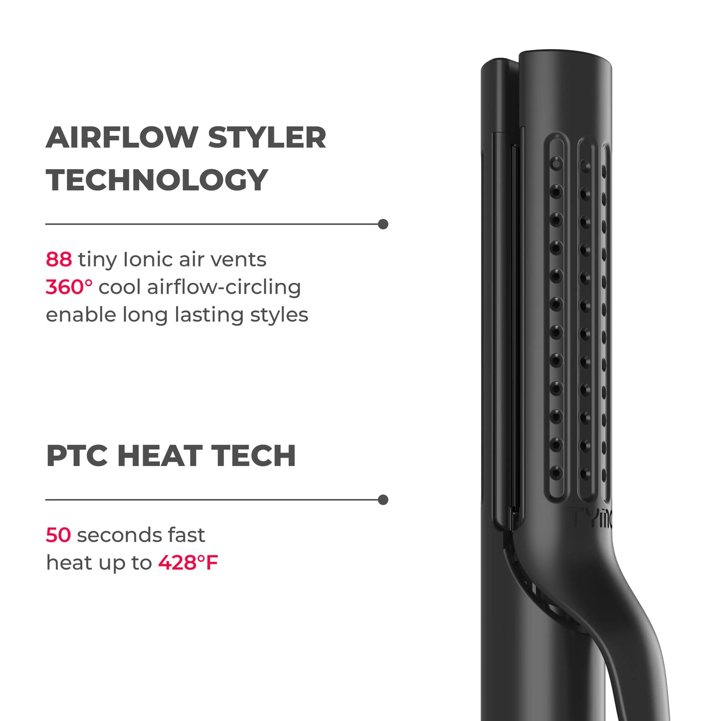 Transform Your Hair with the TYMO AIRFLOW 2-In-1 Hair Straightener & Curler - The Ultimate Heat-Free Styling Tool with 360° Cooling Air Technology!