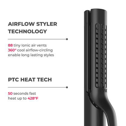 Transform Your Hair with the TYMO AIRFLOW 2-In-1 Hair Straightener & Curler - The Ultimate Heat-Free Styling Tool with 360° Cooling Air Technology!