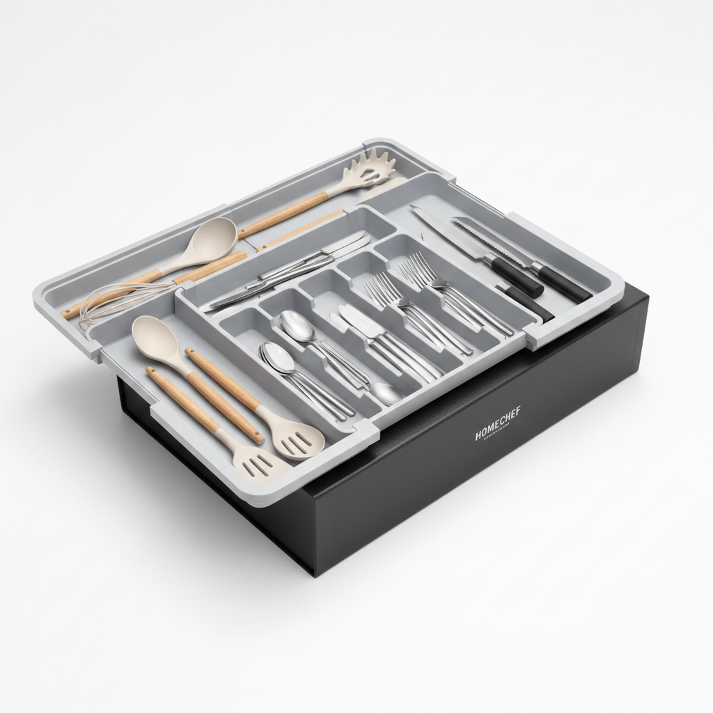 Maximize Your Kitchen Space with Our Large Expandable 9-Compartment Drawer Organizer