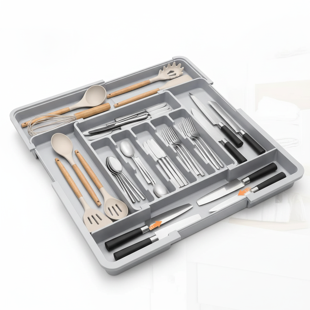 Maximize Your Kitchen Space with Our Large Expandable 9-Compartment Drawer Organizer