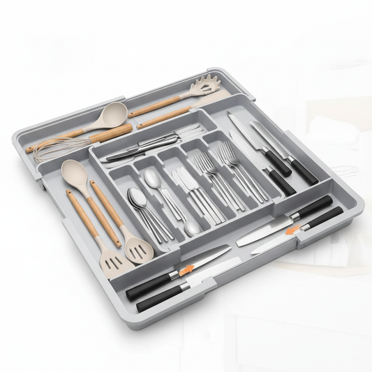 Maximize Your Kitchen Space with Our Large Expandable 9-Compartment Drawer Organizer