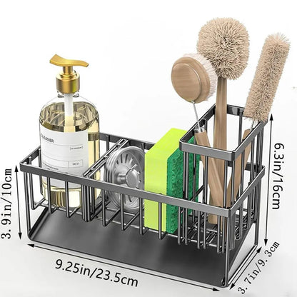 Elevate Your Kitchen Organization with Our Durable Kitchen Sink Rack - Complete Set with Sponge Holder and Brush!