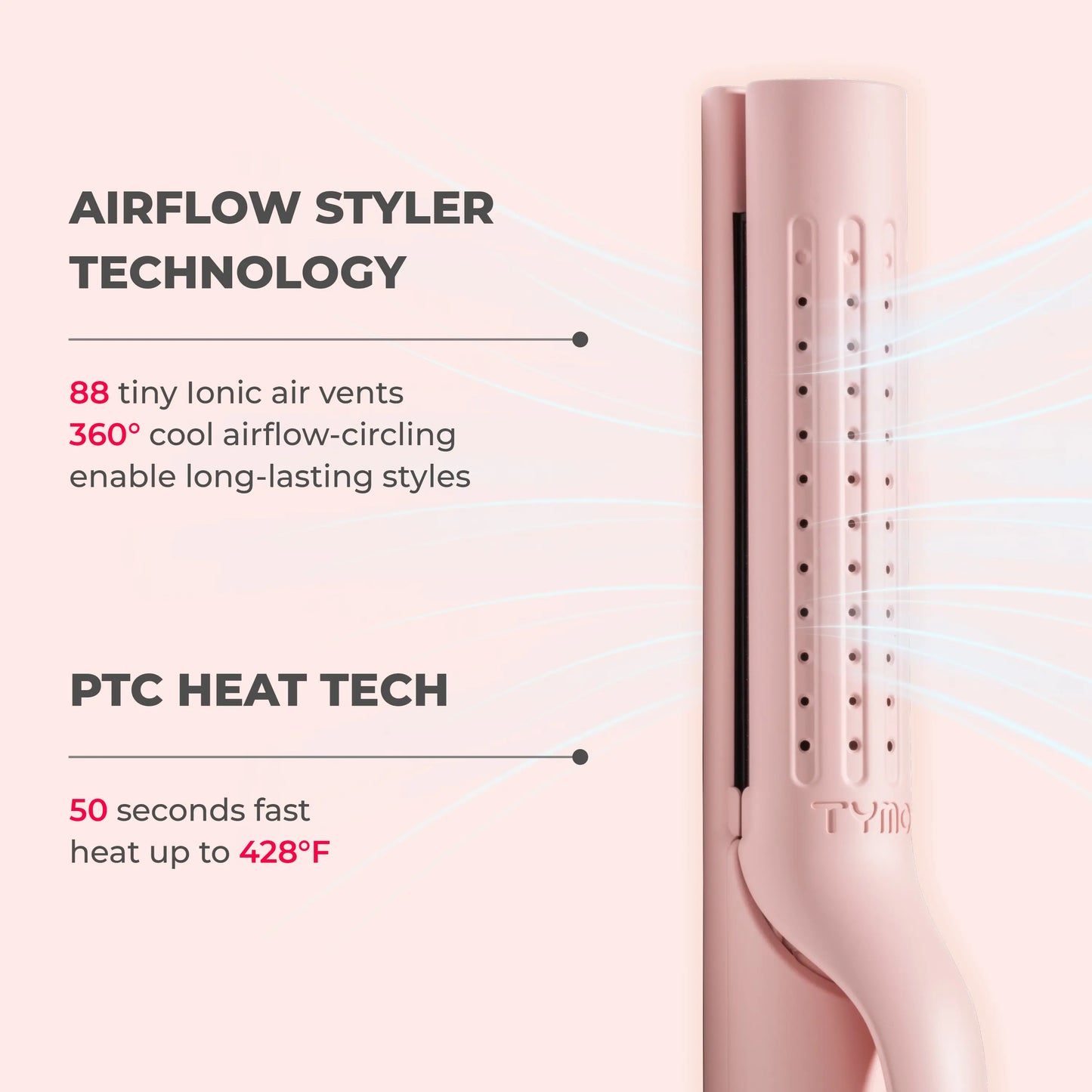Transform Your Hair with the TYMO AIRFLOW 2-In-1 Hair Straightener & Curler - The Ultimate Heat-Free Styling Tool with 360° Cooling Air Technology!