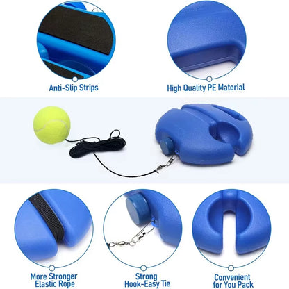 Elevate Your Game with the Heavy Duty Tennis Training Aids Base - Elastic Rope Ball Rebound Trainer for Solo Practice
