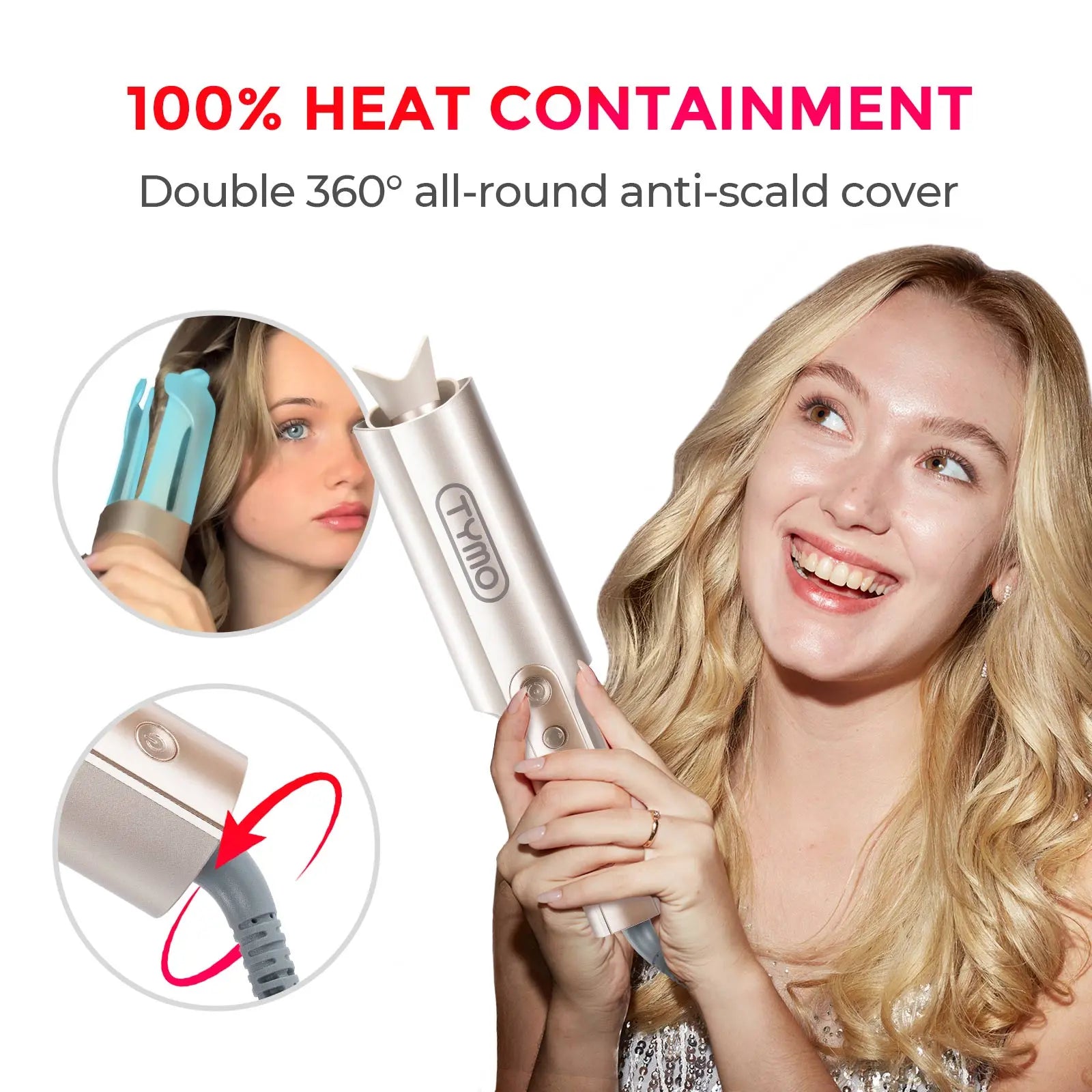 Transform Your Hair with the TYMO CURLPRO Plus - Upgraded Automatic Rotating 1-Inch Ceramic Curling Iron for Effortless Beachy Waves and Flawless Curls