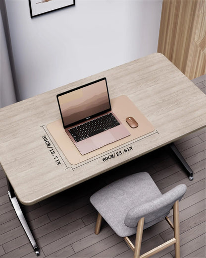 Elevate Your Workspace with Our Eco-Friendly Double-Sided Leather Desk Pad - Stylish Apricot Design (23.6"X13.7"), Waterproof & Versatile for Home or Office