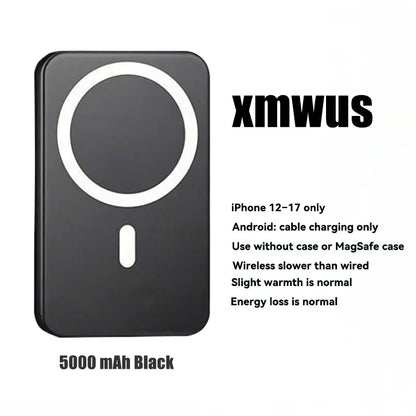Revolutionary 5000mAh Magnetic Power Bank for iPhone 12-17 Series - Ultimate Portable Wireless Charger with MagSafe Compatibility