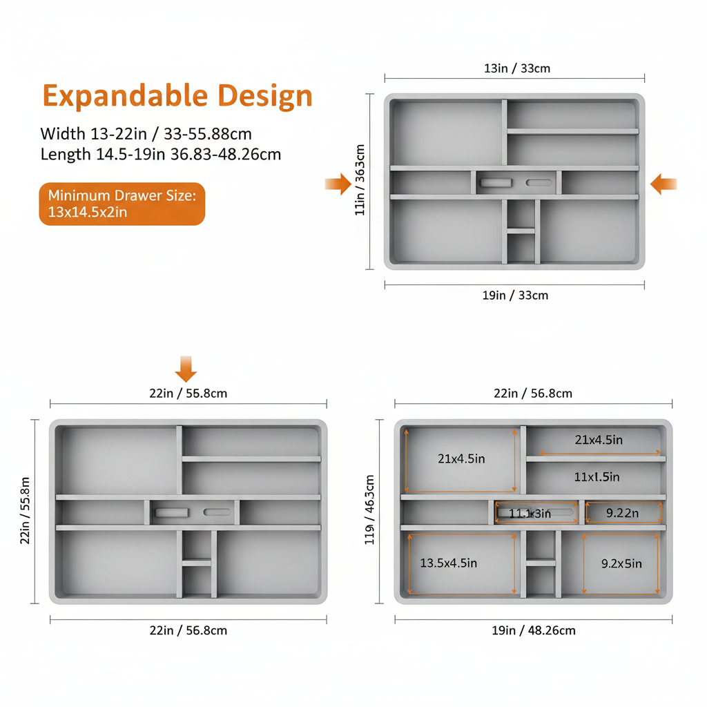 Maximize Your Kitchen Space with Our Large Expandable 9-Compartment Drawer Organizer